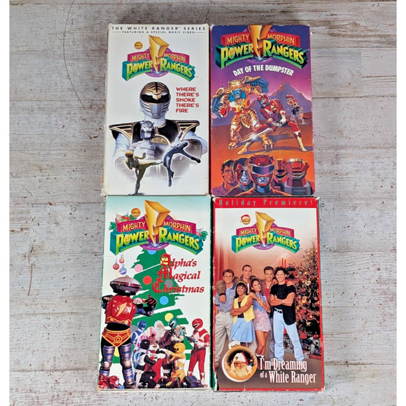 Lot 4 Power Rangers VHS Tapes Christmas Holiday Dumpster Smoke Fire Dreaming - Picture 1 of 8